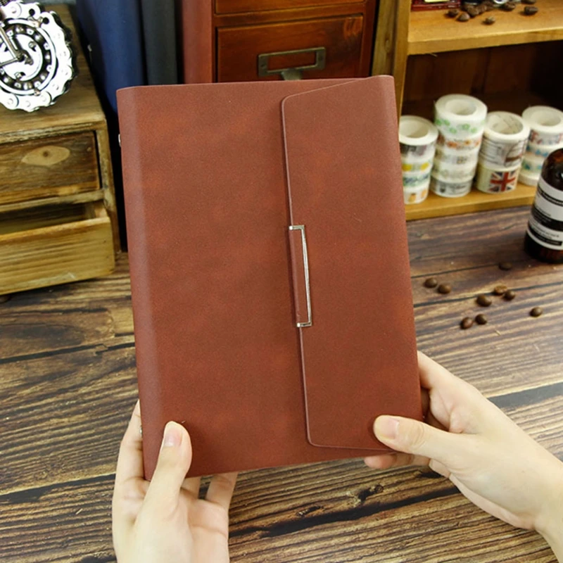 

Elegant Travel Handcrafted Magnetic Buckle Diary Notebook Engraved Leather L41E