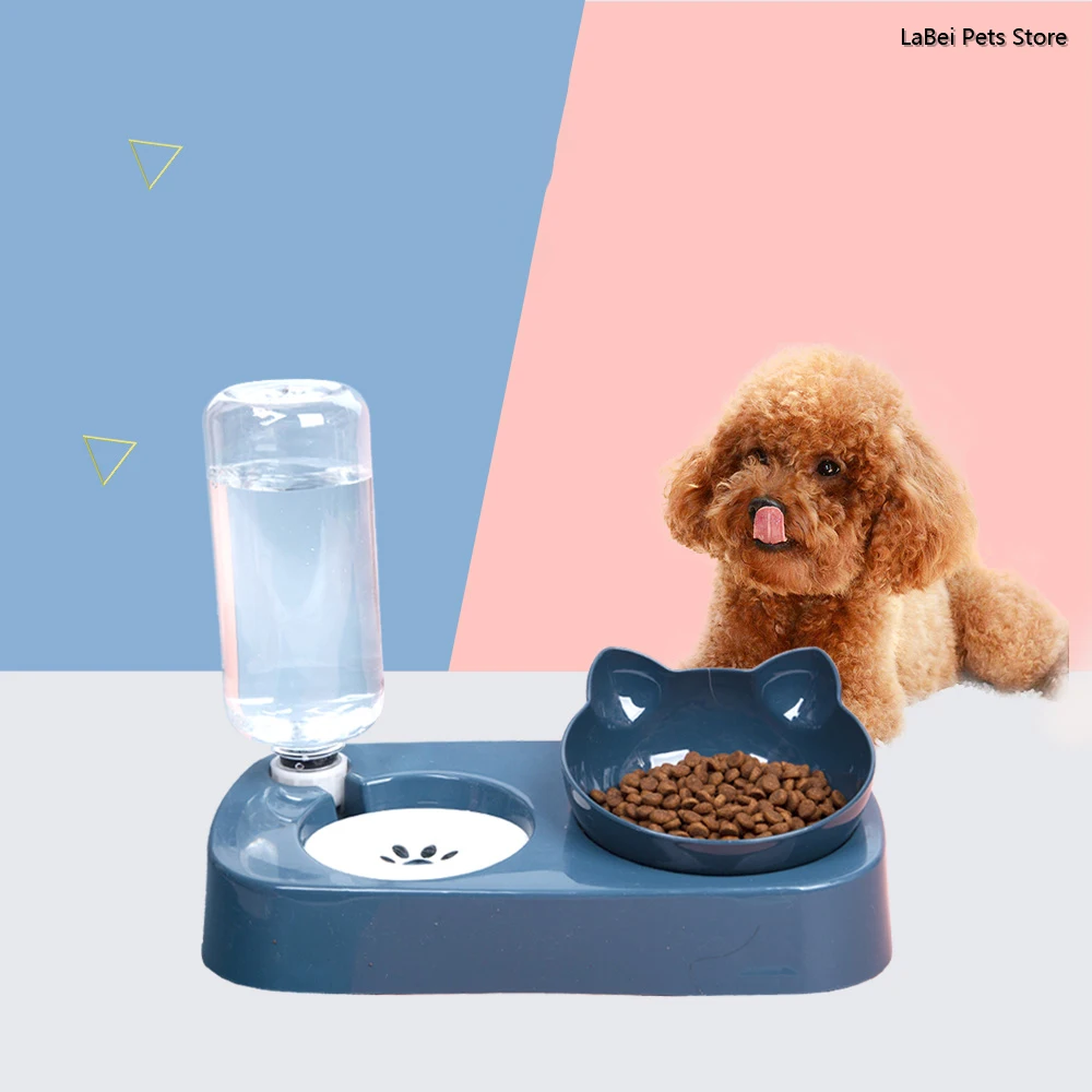 

Pet Supplies Automatic Drinking Fountain Cat Dog Food Bowl Feeder Container Storage Neck Guard Non-Slip Double Adjustable Angle