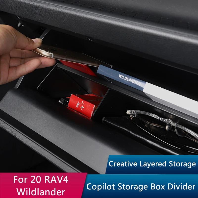 

QHCP Car Glove Box Storage Box Passenger Copilot Interval Organizer Central Stowing Tidying Fit For Toyota RAV4 2020 Accessories