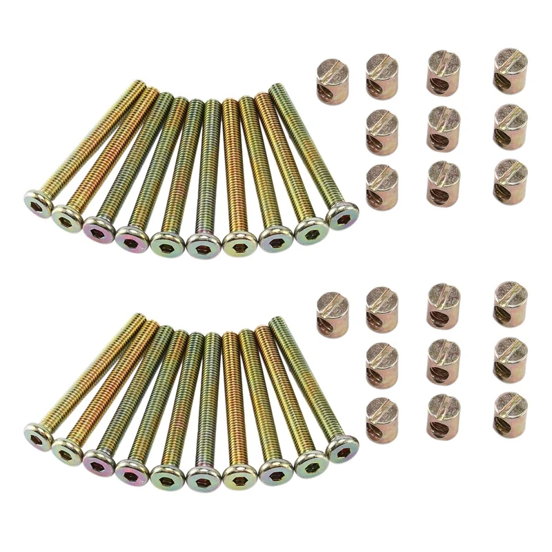 

2X Hex Socket Head Cap Screws Furniture Bolt with Threaded M 6x55 MM Barrel Nuts Cross Dowel Slotted Furniture Nut