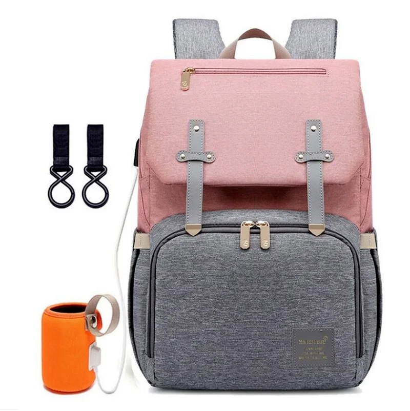 

Diaper Bag for Mom Fashion Maternity Nappy Baby Care Bags with USB Mummy Multifunction Travel Nursing Backpack for Stroller GYH