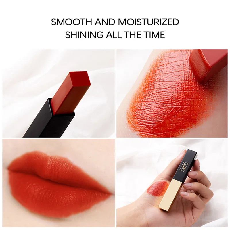 

Тонкая туба, маленькая золотая помада, водостойкая, стойкая, с блокировкой цвета, антипригарная чашка, блеск для губ, стандартная TSLM2