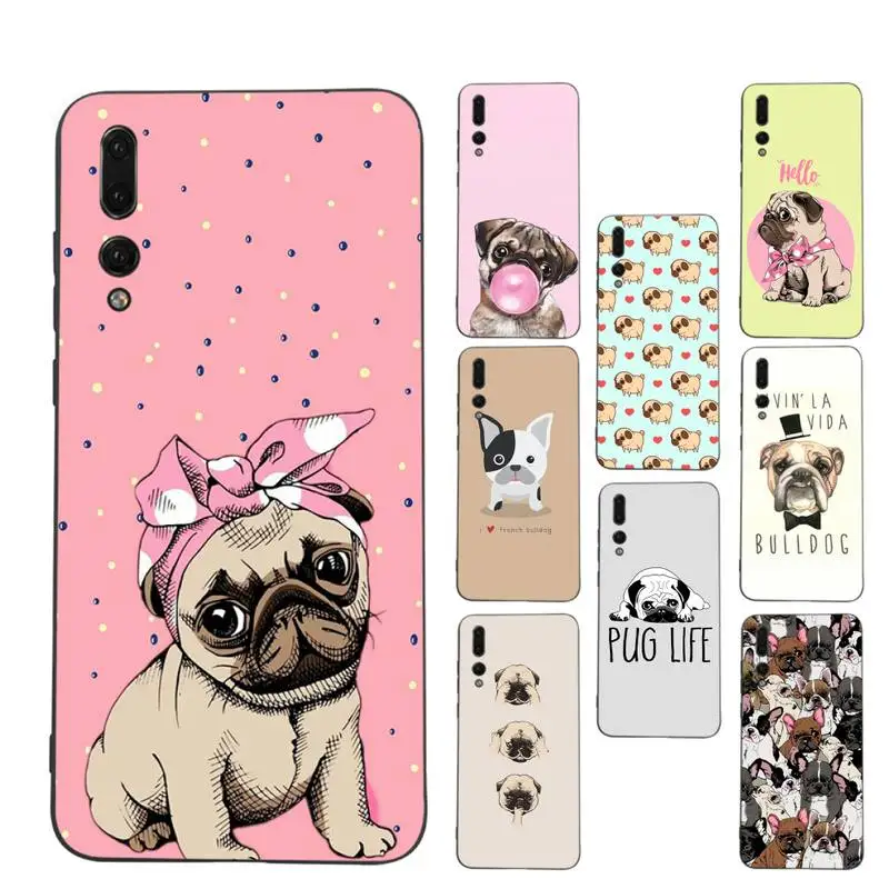 

Cute Pug French Bulldog Phone Case Soft Silicone Case For Huaweip30lite p30 20pro p40lite P30 Capa