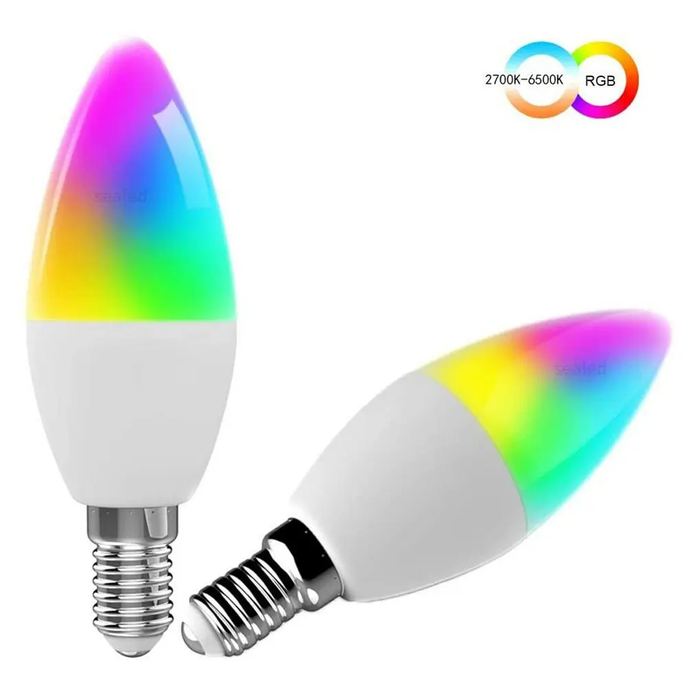 

Умный светодиодный светильник с Wi-Fi, 5 Вт, RGB, с регулируемой яркостью, меняющий цвет, Волшебная лампочка с голосовым управлением, лампочка-св...