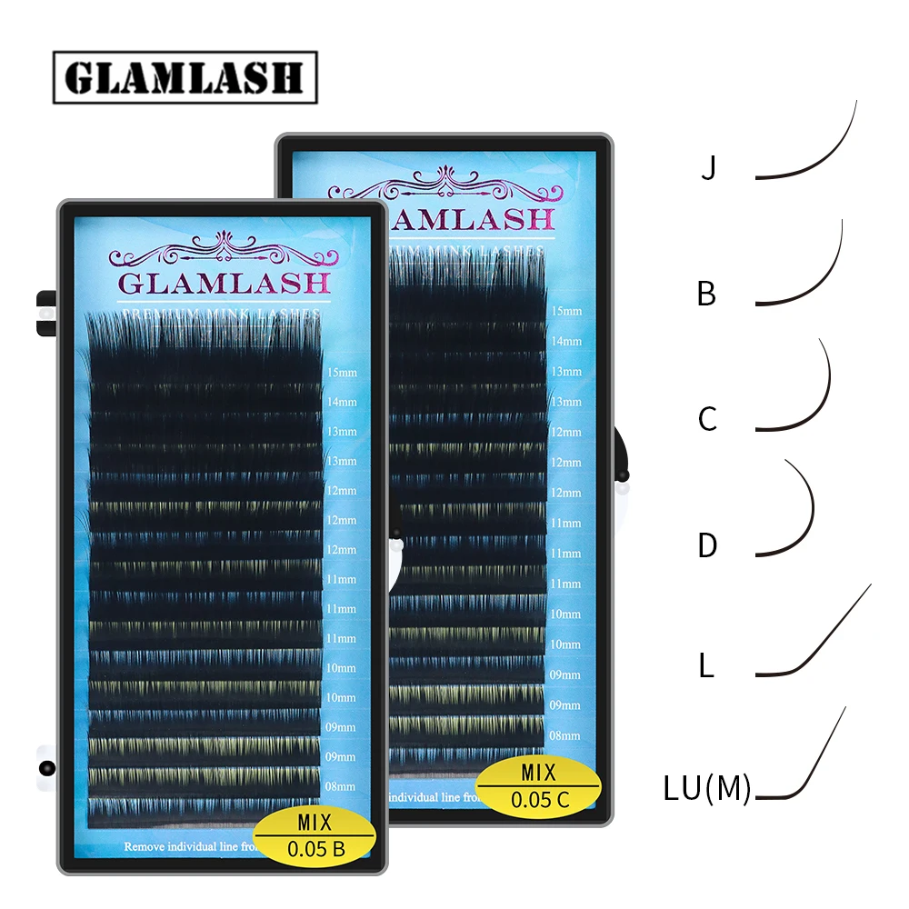 Ресницы для наращивания из искусственной норки GLAMLASH 16 рядов 7 15 20 25 мм|Накладные