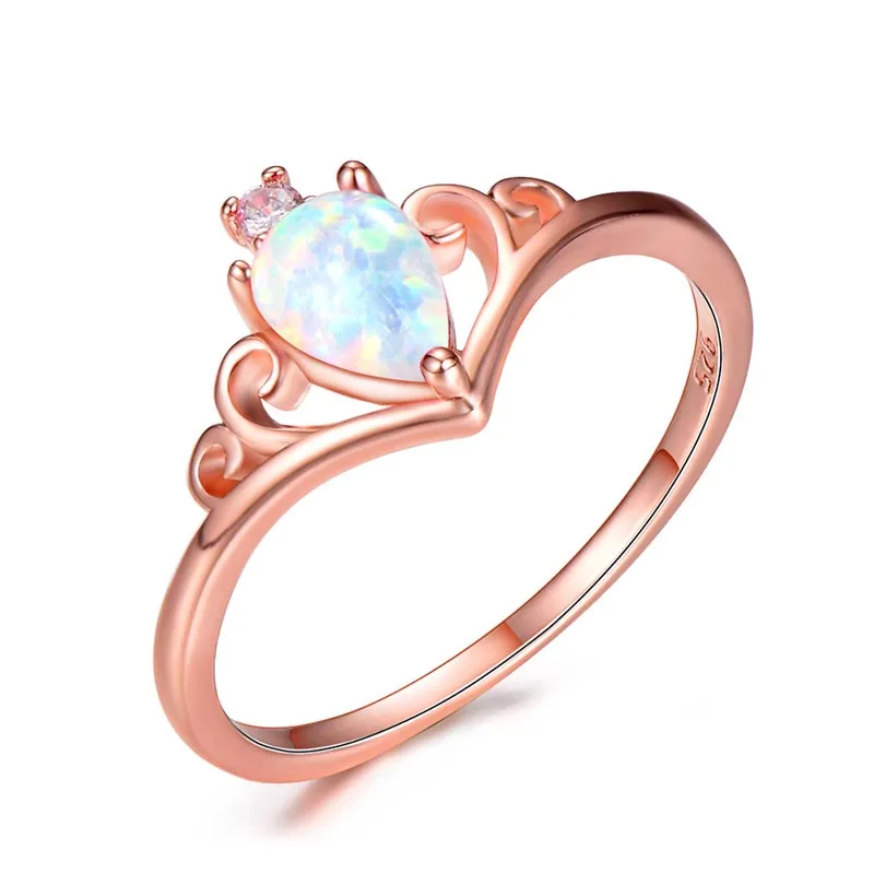 Bague Ringen женское серебро 925 ювелирные изделия капли воды из опала Корона драгоценный камень кольцо Свадьба Помолвка подарок на день Святого Валентина