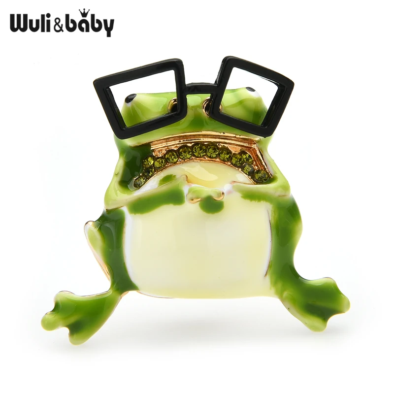 

Wuli&baby Cute Enamel Glass Frog Brooches For Women Party Casual Office Animal Brooch Pins Gifts