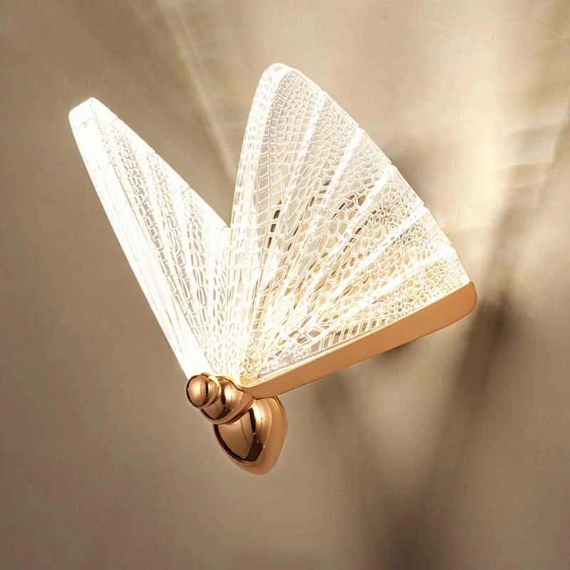 2021 New Butterfly Wall lamp Nordic Modern Minimalist luxury Staircase Bedside Bedroom Background Aisle Lighting Decoration