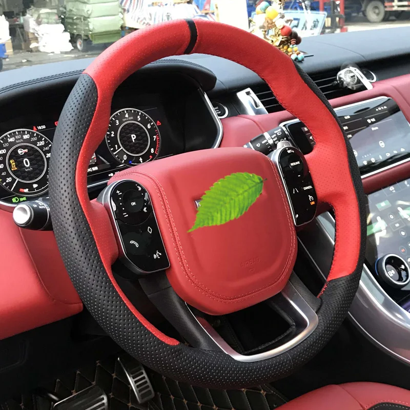 

steering wheel cover For Land Rover Range Rover Sport Discovery Evoque hand-stitched leather plush Grip Cover car accessories