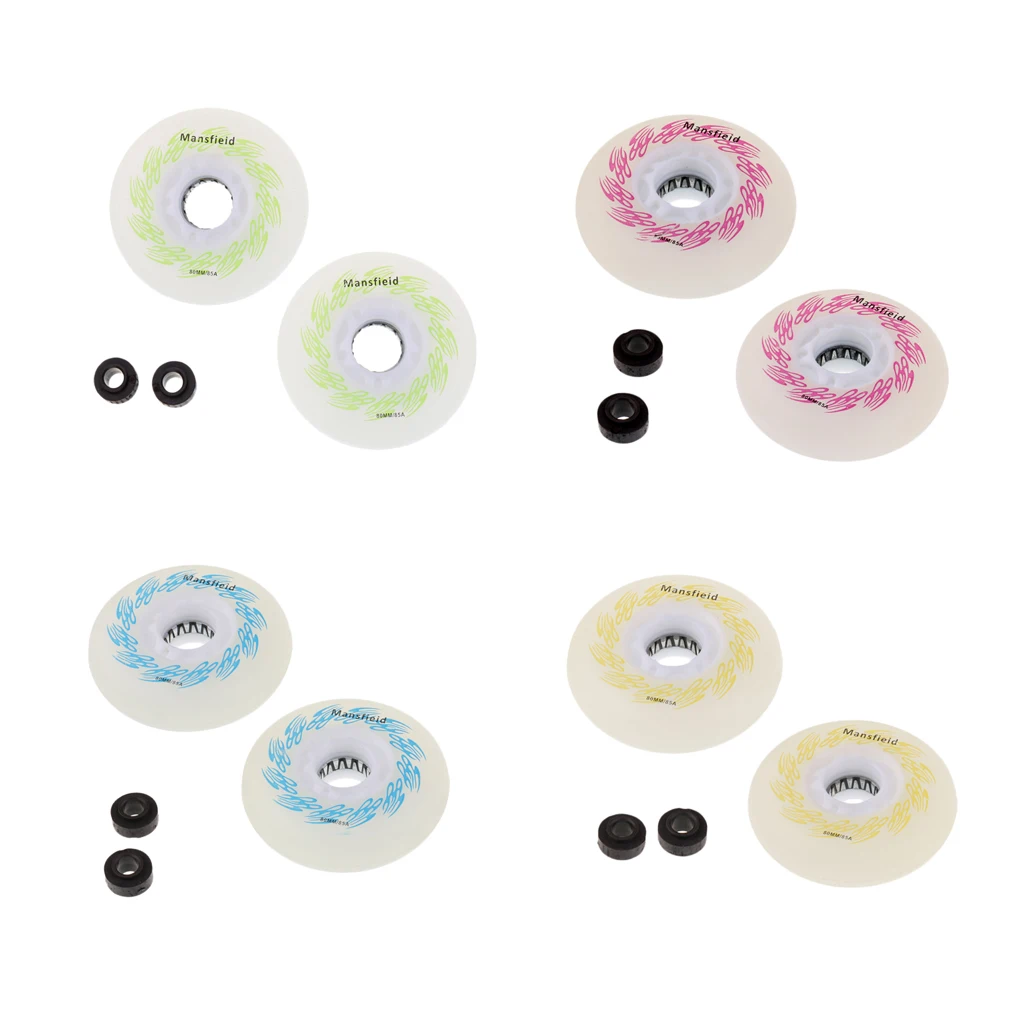MagiDeal 2 Pieces LED Light Up Inline Sliding Flash PU Roller Skate Wheel 80mm