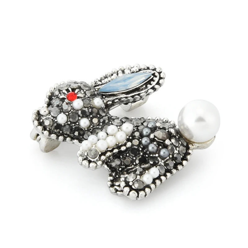

Wuli&baby Pearl Rabbit Brooches Women Vintage Rhinestone 2-color Rabbit Animal Casual Party Brooch Pins Gifts