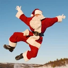 Рождественский костюм деда мороза, 57 шт., Рождественский маскарадный костюм для мужчин, Фланелевые брюки с ремнем сверху, шляпа и борода