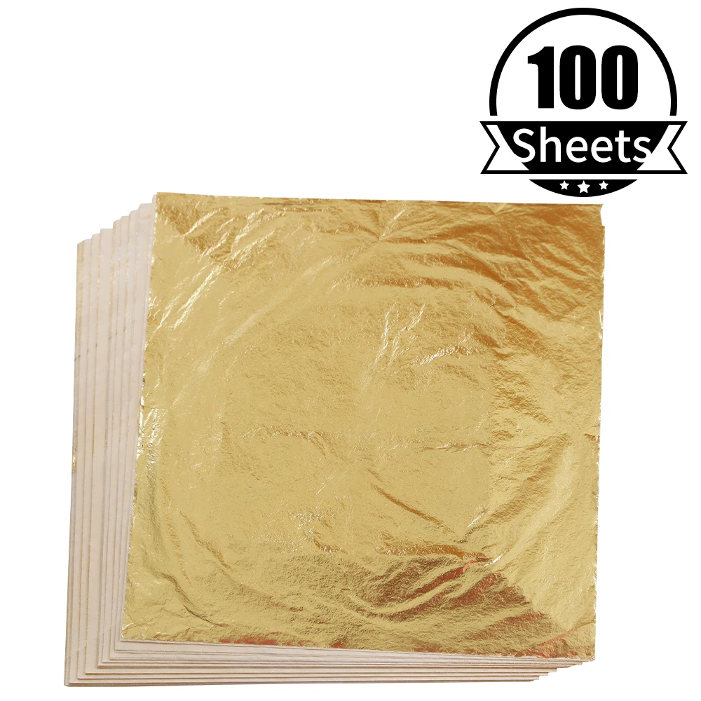 

100pcs 14x14cm Art Craft Paper Imitation Gold Sliver Copper Leaf Leaves Sheets Foil Paper for Gilding DIY Craft Decoration