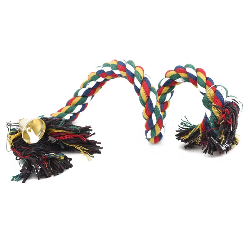 

8pcs Bird Swing Blocks Cotton Rope Chew Wooden Bird Toys For Parrots Hanging Bridge String With Bells Swing Colorful Parrot Toys