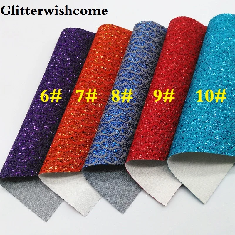 Glitterwishcome 21X29 см A4 размер кружева блестящая кожа, рыбка чешуя Русалки Fabirc кожа ткань винил для луков, GM020A
