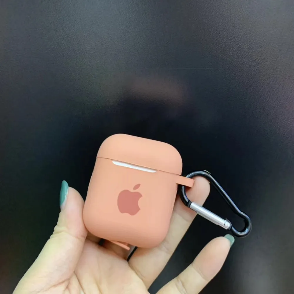 Чехол для Apple AirPods 2 1, чехол для наушников, аксессуары, мягкий чехол с милым логотипом, яркий цвет, чехол с крючками