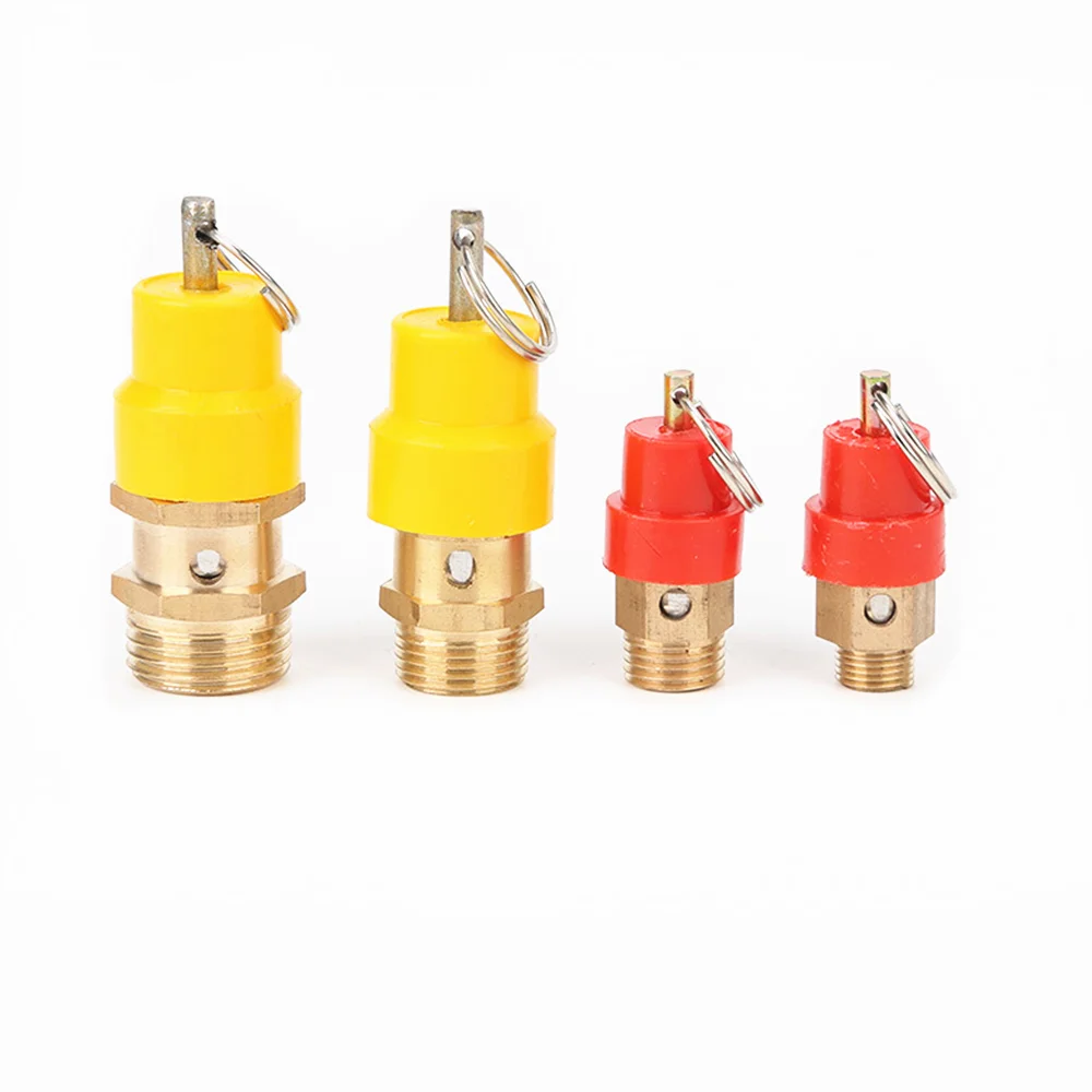 

1PCS Red or Yellow Gold Tone 1/8" 1/4" 3/8" 1/2" 3/4" BSPT Dia Male Thread Safety Air Pressure Relief Valve