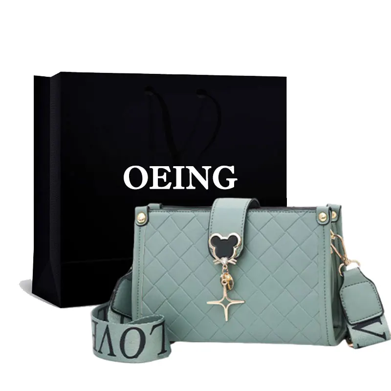 

Diamond Lattice Shoulder Bags Wide Strap Crossbody Bag Women Luxury Designer Handbags Leather Branded Ladies Evening Purses 2021