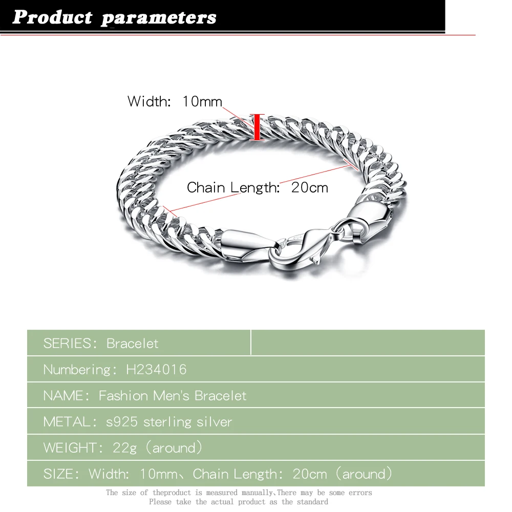 2021 New Trendy Cuban Chain Men Design Cuff Bracelet 925 Sterling Silver Bangles Vintage Male Hand Bracelets Jewelry | Украшения и