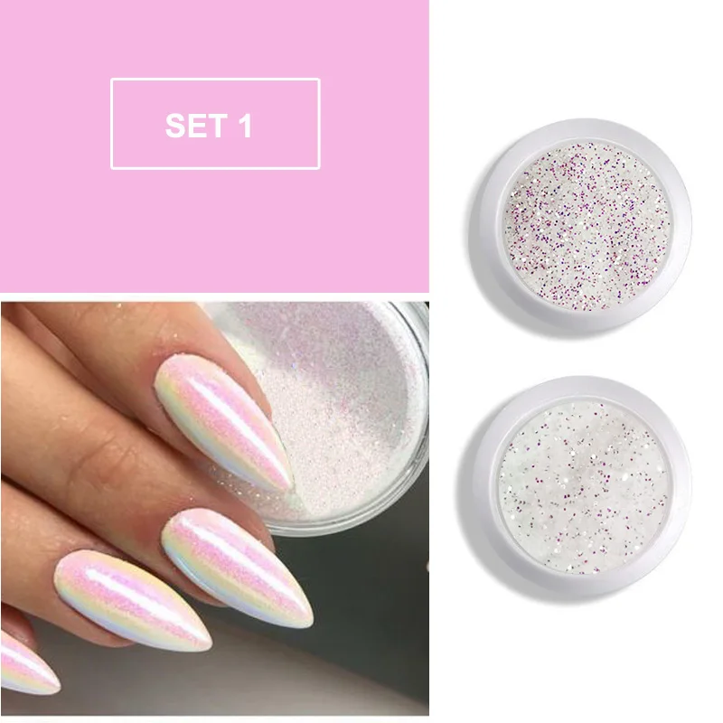 6 Коробки/комплект Аврора гель для ногтей Русалка Единорог блестками 3D Nail Art хром