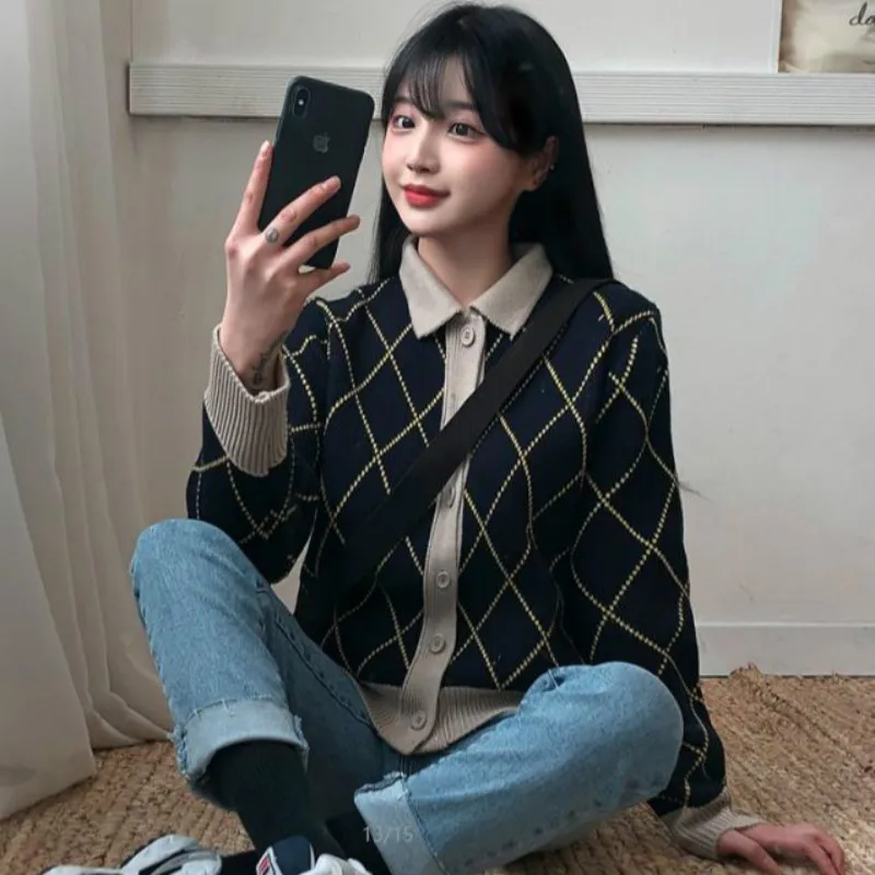 Женская обувь Сезон осень-зима с узором &quotромбиками&quot и свитер пальто вязаное