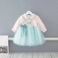 autumn baby girl clothes peter pan collar lace princess dress for toddler clothing infant birthday party dresses with bow 0 4y