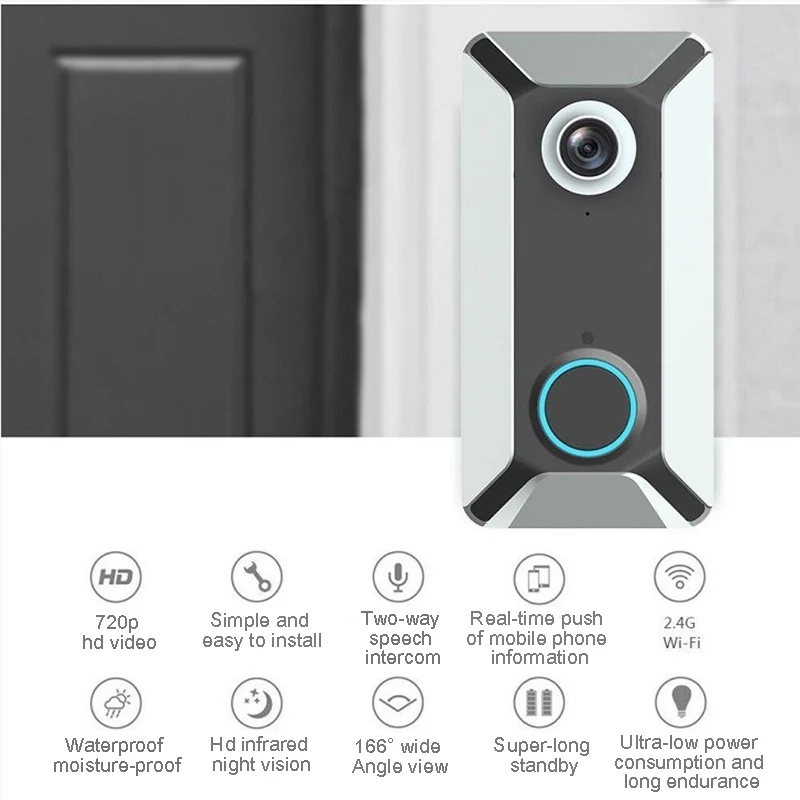 V6 Smart wifi Doorbell Phone Door Bell Camera For Apartments IR Alarm Wireless Security Video Intercom | Обустройство дома