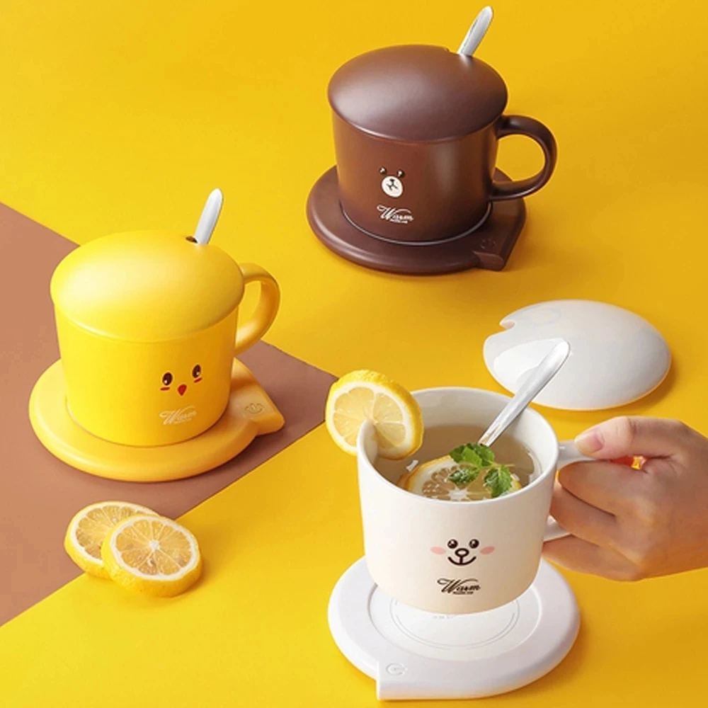 

Warm Cup Cartoon Constant Temperature Water Cup Usb Automatic Heating Mute Warm Cup Mat Ceramic Water Cup Set Small Appliances