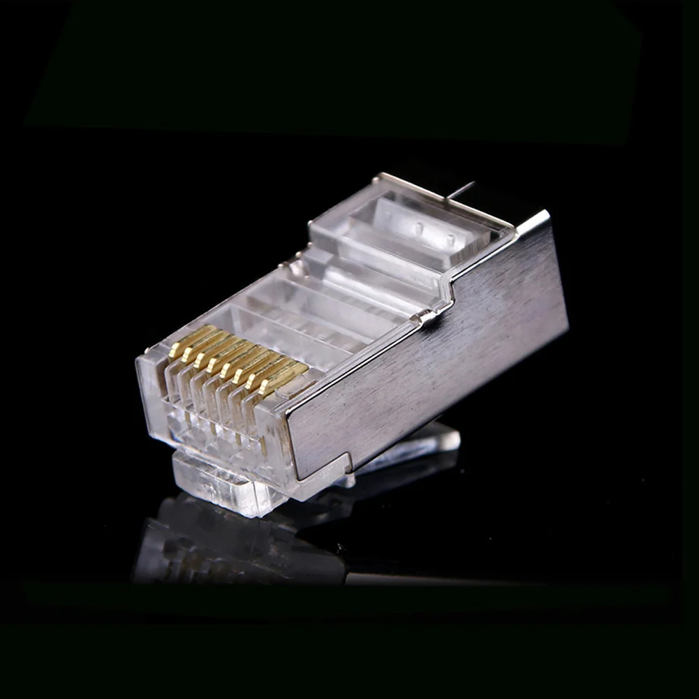 100 шт. Кристальный Щит металлический RJ45 модульный разъем RJ-45 8P8C CAT6 сети кабельный