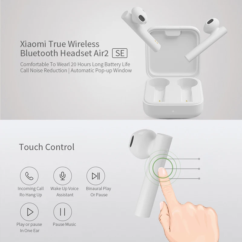 Глобальная версия Air 2 SE xiaomi Беспроводная bluetooth-гарнитура Mi True Bluetooth-наушники 20