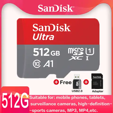 Micro sd карта памяти Sandisk Ultra A1 U1 C10, 1 ТБ, 512 ГБ, 400 ГБ, 256 ГБ, 128 ГБ, 64 ГБ, 32 ГБ, 16 ГБ, флэш-карта памяти 120 м/с для мобильных телефонов