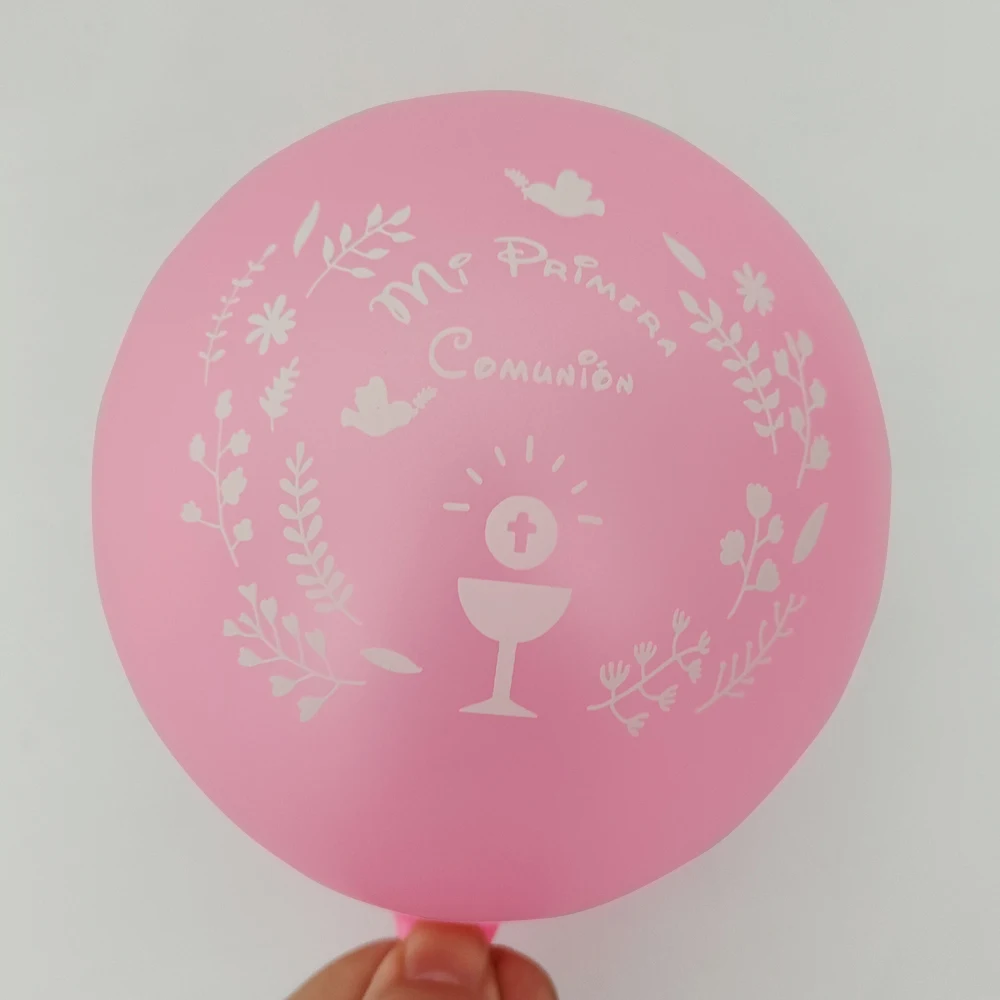 

50 Pieces 10 Inch Latex Balloons For Spanish Boys Girls First Holy Communion Pink Blue Mi Primera Comunion Party Souvenir