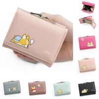 2021 women small wallets new cartoon cute corgi doge design ladies wallets pu leather female short money purses with coin pocket
