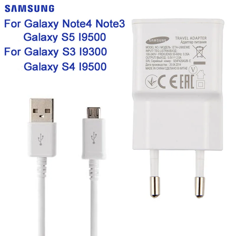Original Travel Wall Charger For Samsung Galaxy S7 Edge Note 10 NOTE 5 Note 4 S4 S5 S3 C7 J100 A7 A9 Star Lite C8 J6 J7 J4