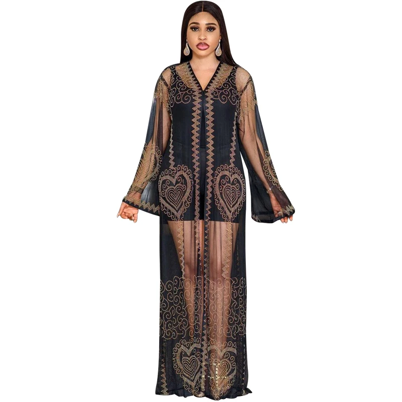 

2 Piece Set Spring Autumn Africa Clothing Muslim Long Maxi Dress High Quality Fashion Dress For Lady African Dresses For Women