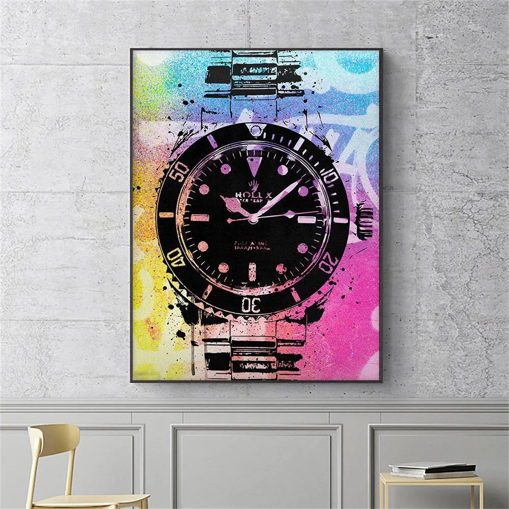 Роскошные часы постер поп-арт цветные принты на холсте картина Современная