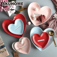 heart shaped ceramic plate decorative jewelry trinket dishes creative design tray for food tableware set cute dessert plate