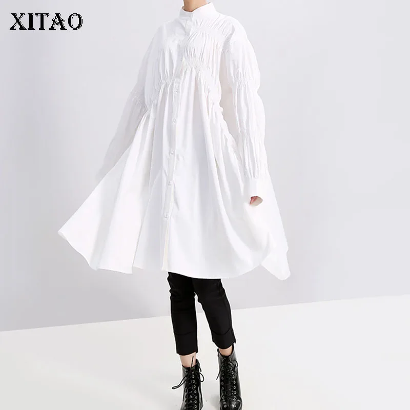 XITAO блузка с длинными рукавами и стоячим воротником Женская 2019 осень О образным