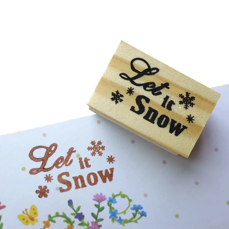 Деревянный резиновый штамп с дизайном снежинки Let It Snow with Smalll милый