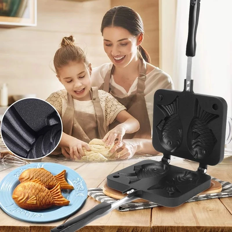 Форма для приготовления вафель в форме двух рыбок Double Fish Shaped Waffle Pan Maker Non-stick Buscuit Cake Bake Bakeware Home Kitchen DIY Dessert