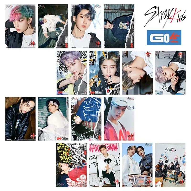 

16PCS/Set Kpop Stray Kids Photo Cards New Album GO LIVE LOMO Card Photocard Self Made Cards For Fans Collection