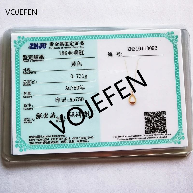 

VOJEFEN Simple 18k Pure Gold Teardrop Pendant Necklace Waterdrop Pear Shape Pendant Droplet Necklace for Women Girls