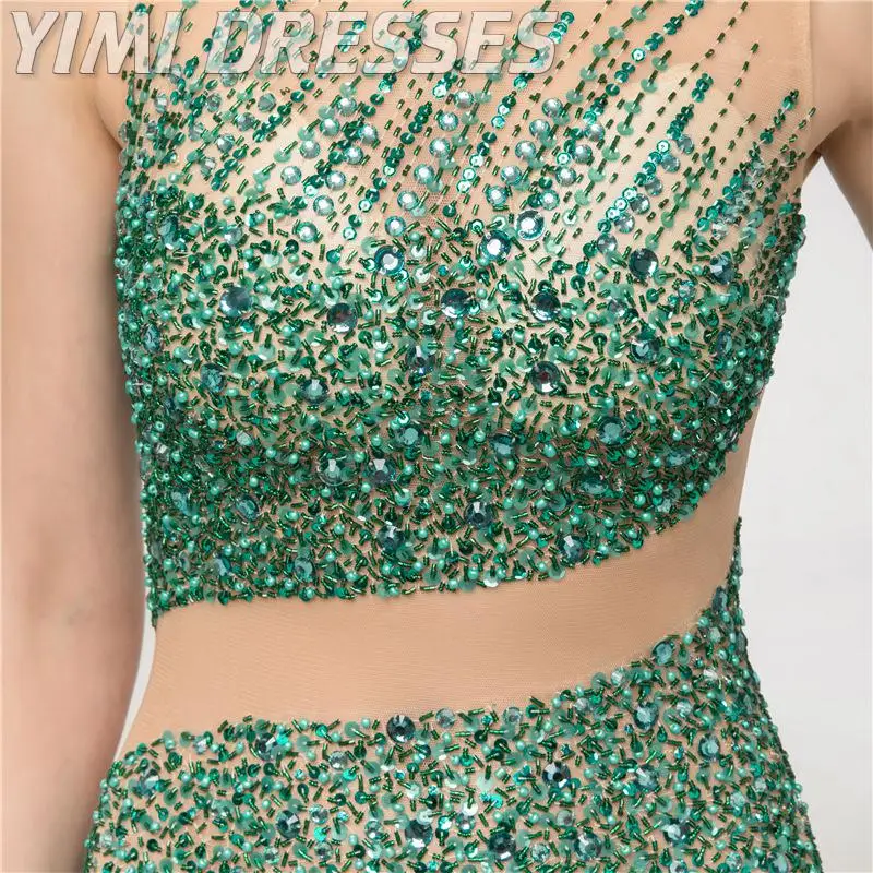 Женское вечернее платье-русалка длинное зеленое платье большого размера из тюля