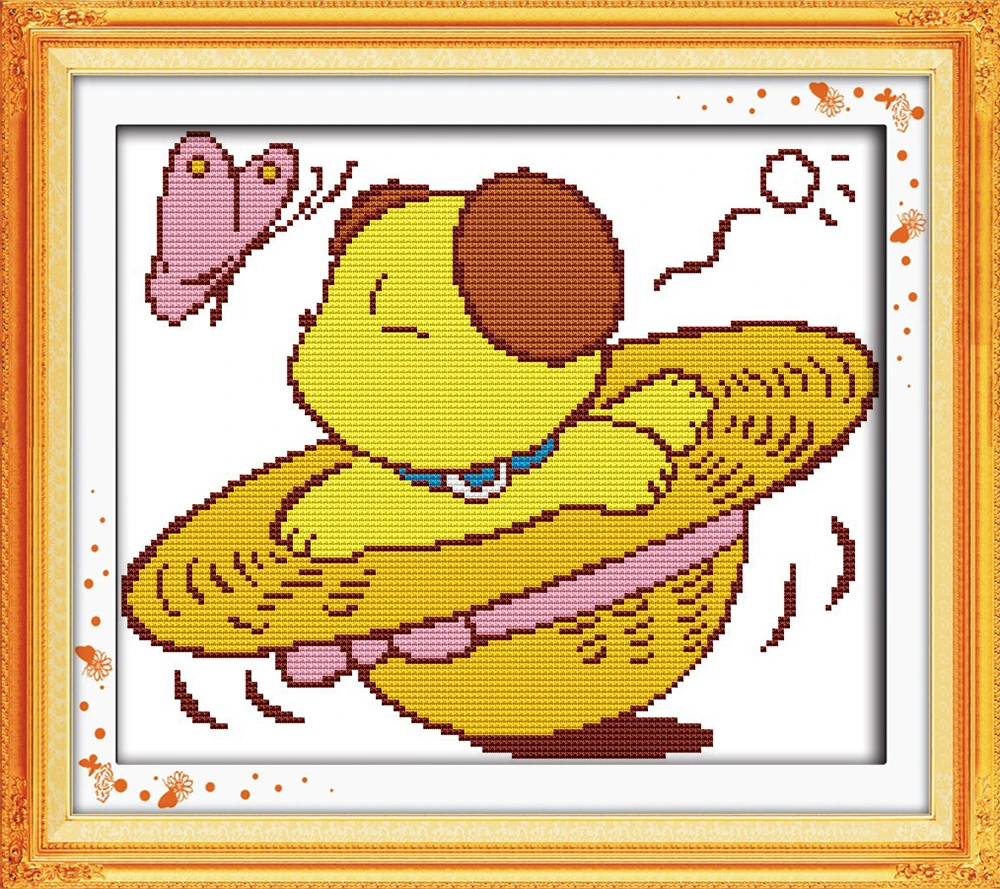 Набор для вышивки крестиком щенок с бабочкой Милая животная собака мультяшная