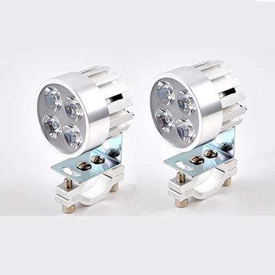 2pcs 4led-silver Светодиодная передняя фара мотоцикла 12 В 20 Вт Led moto вспомогательное Вождение лампа скутер аксессуары противотуманные точечные светильники помощь лампа прожектор - Цвет: 2pcs 4led-silver