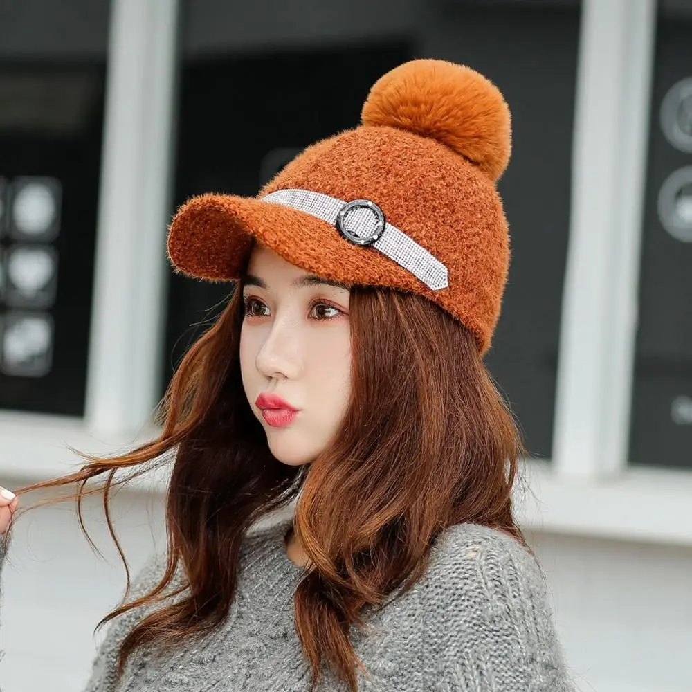 Кашемировая вязаная шапка bseball бейсбольная в полоску с украшением из стразов