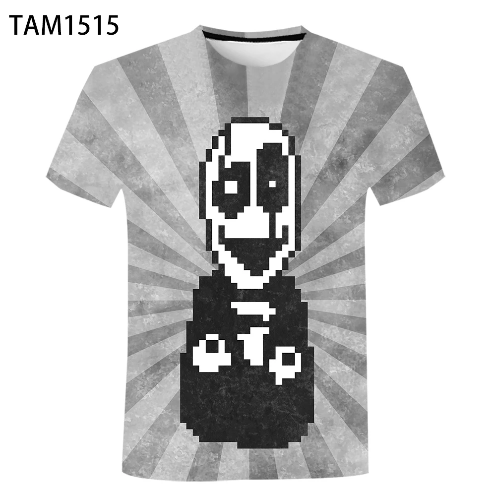 Фото Gaster Undertale 2021 летняя 3D печать креативная и универсальная хлопковая футболка с коротким рукавом Детская Повседневная индивидуальная свободн... №3