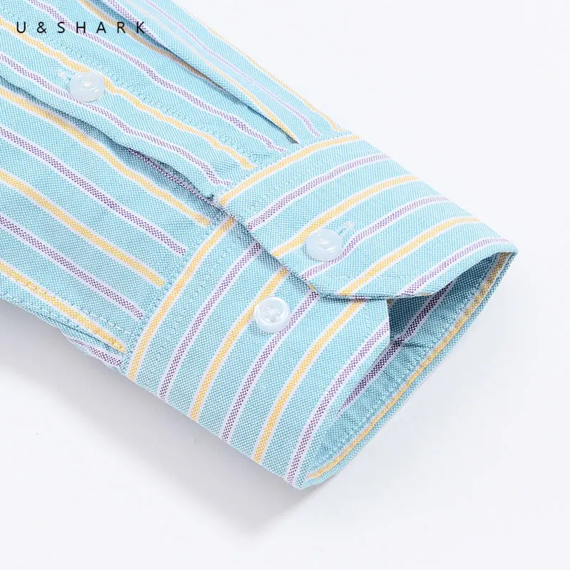 U & SHARK/мужские весенние мужские полосатые рубашки с длинным рукавом Классическая