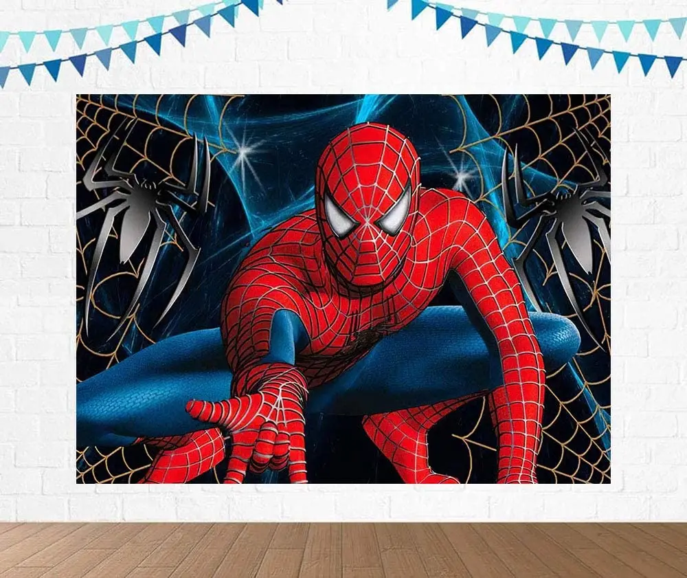 Супергерой Spiderman фон для фотографии, украшение веселой детской вечеринки, виниловый задник для фотостудии мальчика.