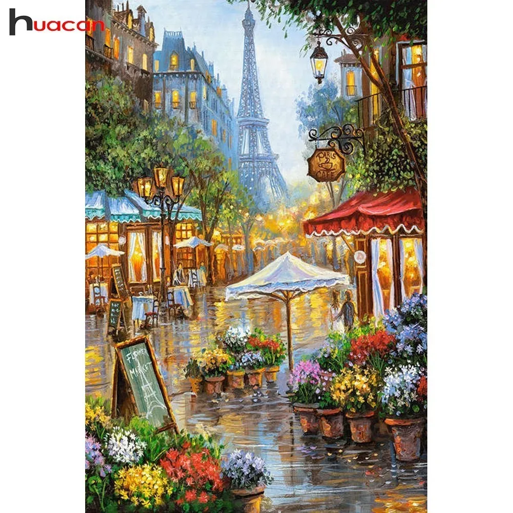 HUACAN 5D Алмаз Вышивка крестом Париж Город Сделай Сам алмаз живопись пейзаж полный